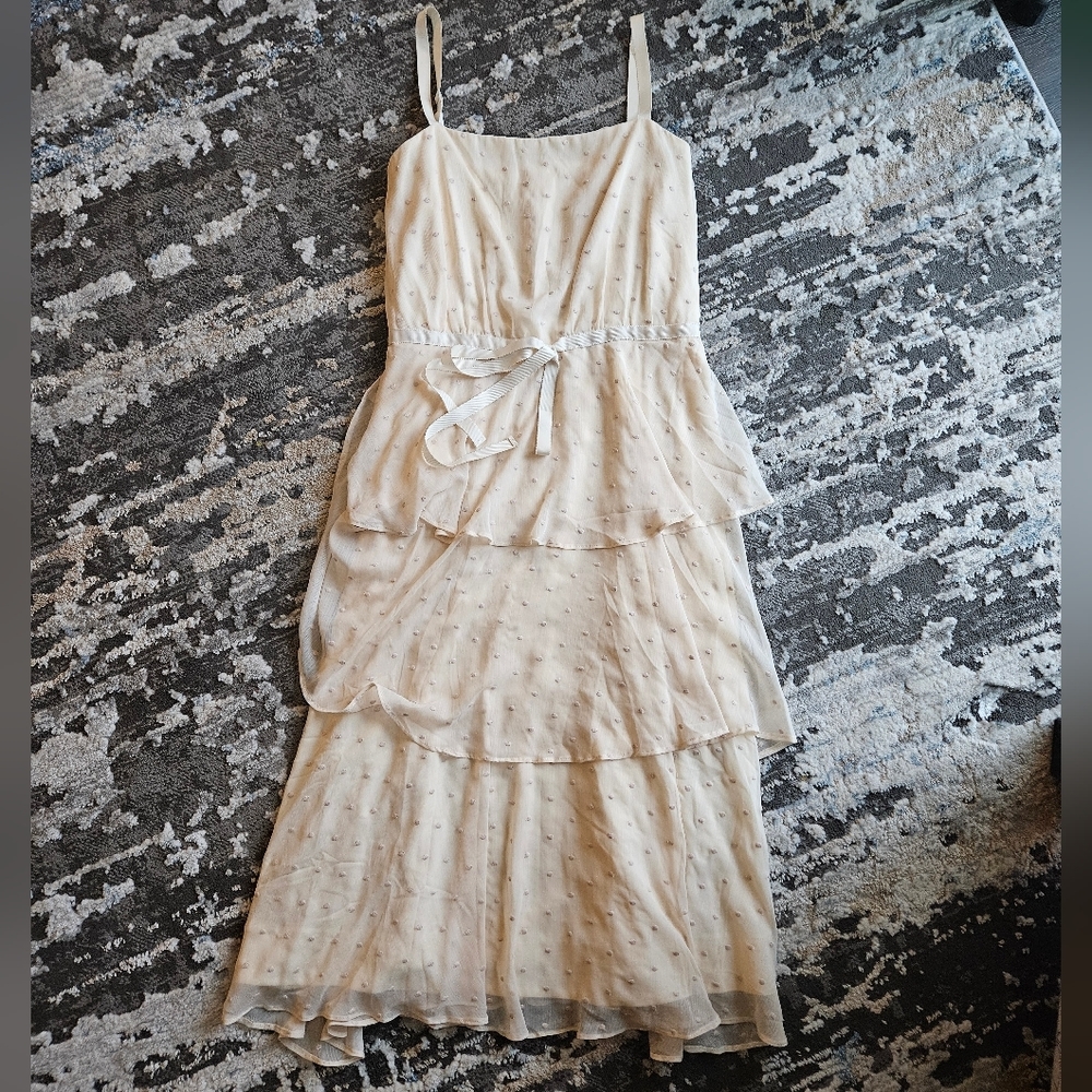 Gal Meets Glam tiered layered tie front polka dot sundress